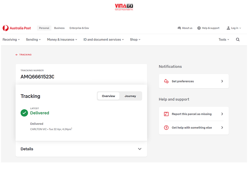MÃ TRACKING ONLINE KHI GỬI HÀNG ĐI ÚC TẠI VINAGO EXPRESS