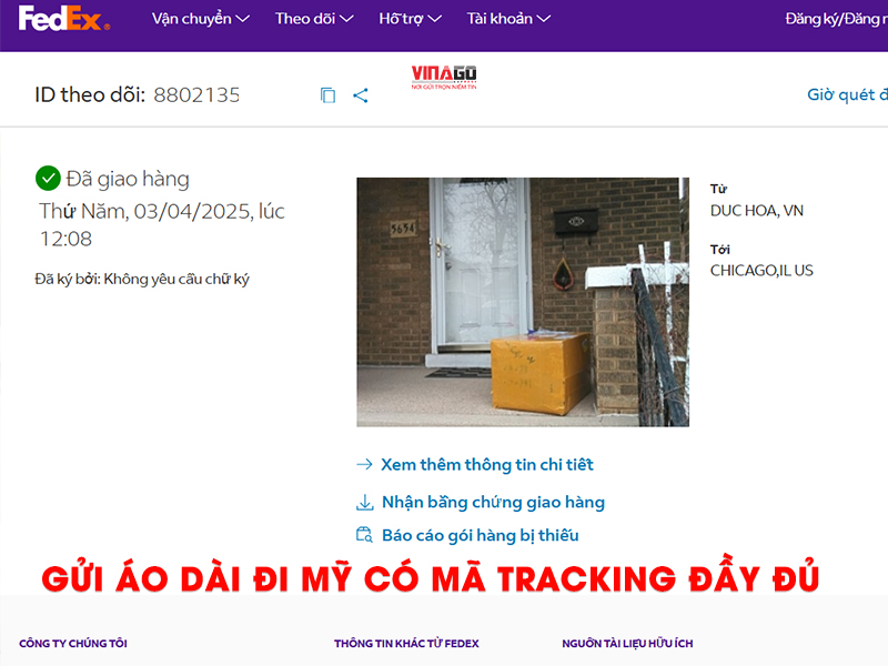 GỬI ÁO DÀI ĐII MỸ CÓ MÃ TRACKING ĐẦY ĐỦ